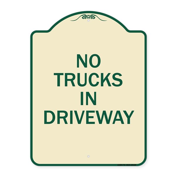 Driveway No Trucks in Driveway Heavy-Gauge Aluminum Architectural Sign, 24" x 18", TG-1824-24124
